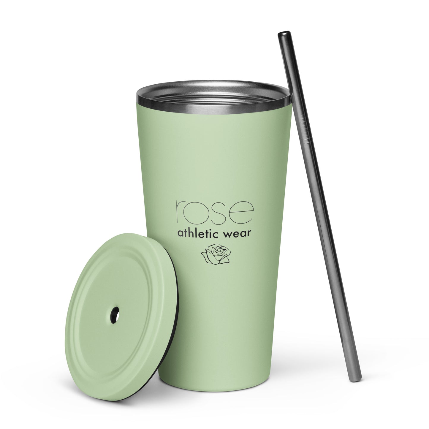 Insulated tumbler with a straw