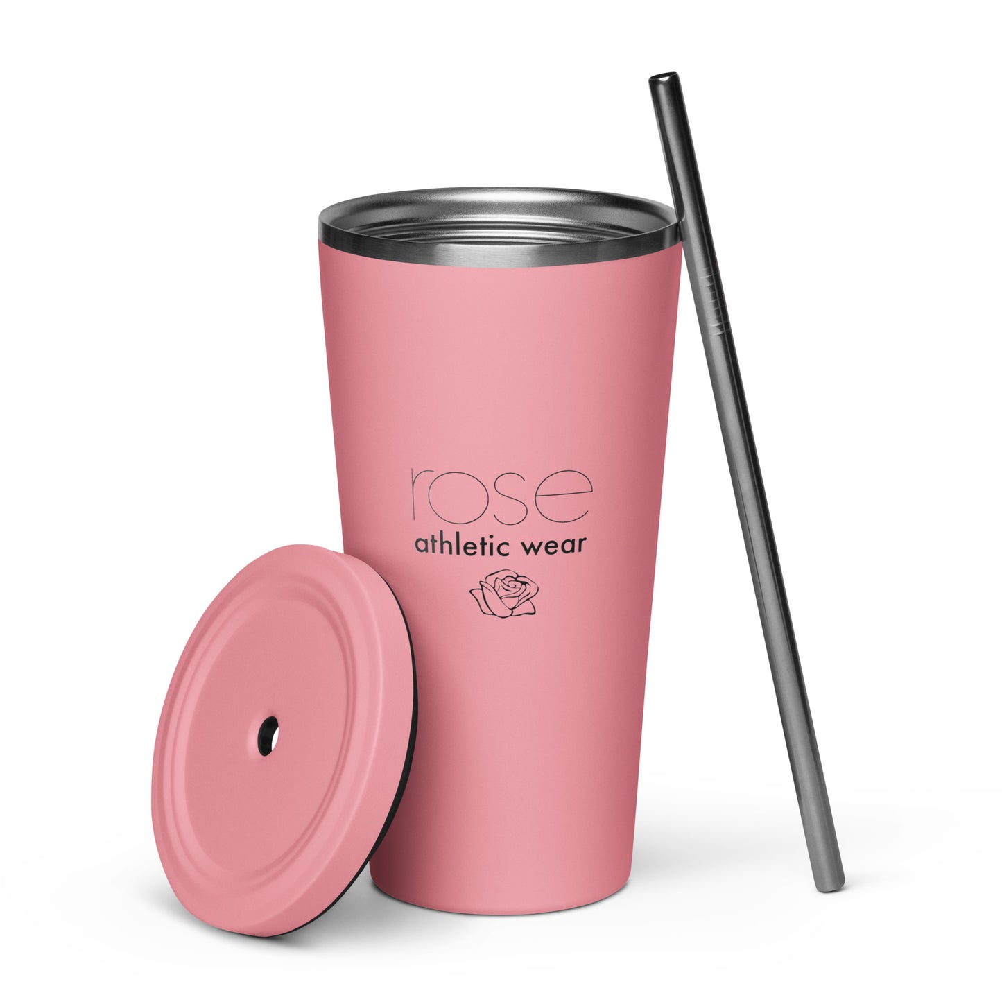 Insulated tumbler with a straw