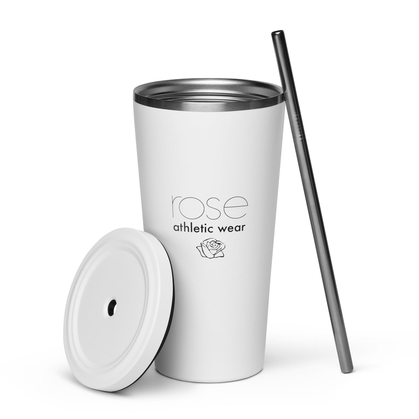 Insulated tumbler with a straw