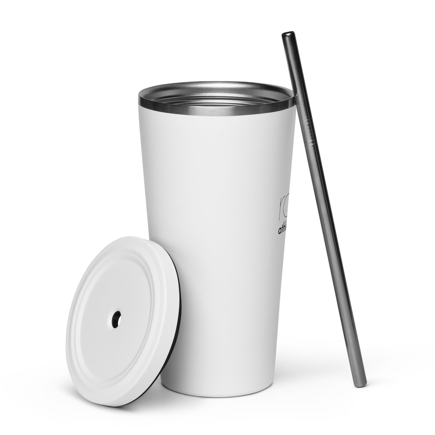 Insulated tumbler with a straw