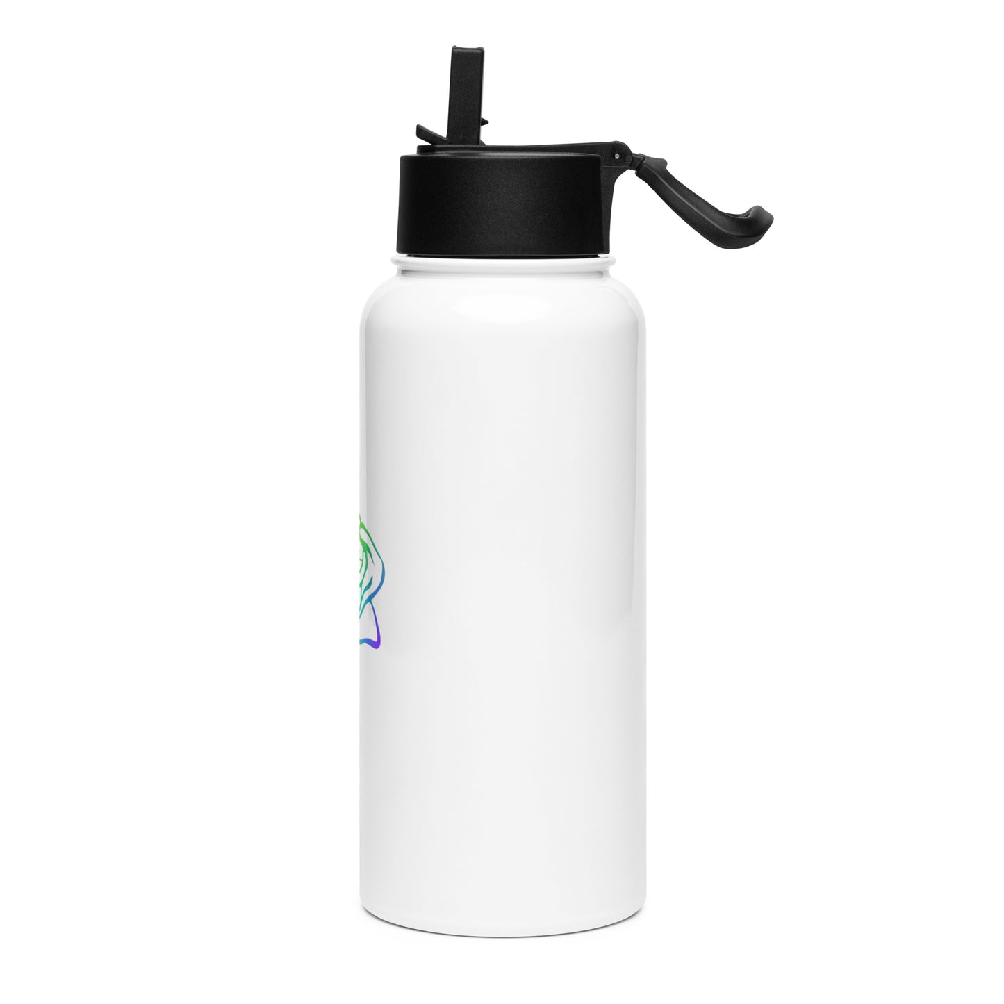 Stainless steel water bottle with a straw lid