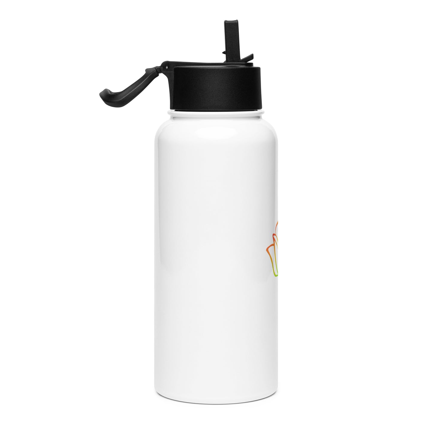 Stainless steel water bottle with a straw lid